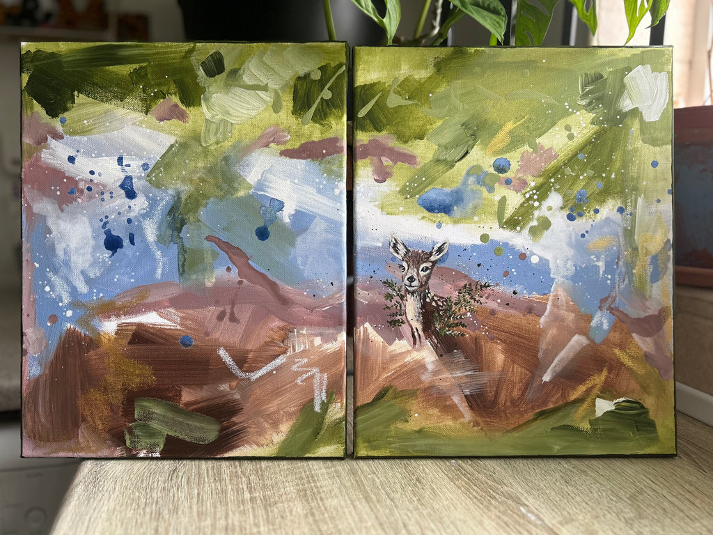 Original Deer painting | Wildlife art |Woodland collection |